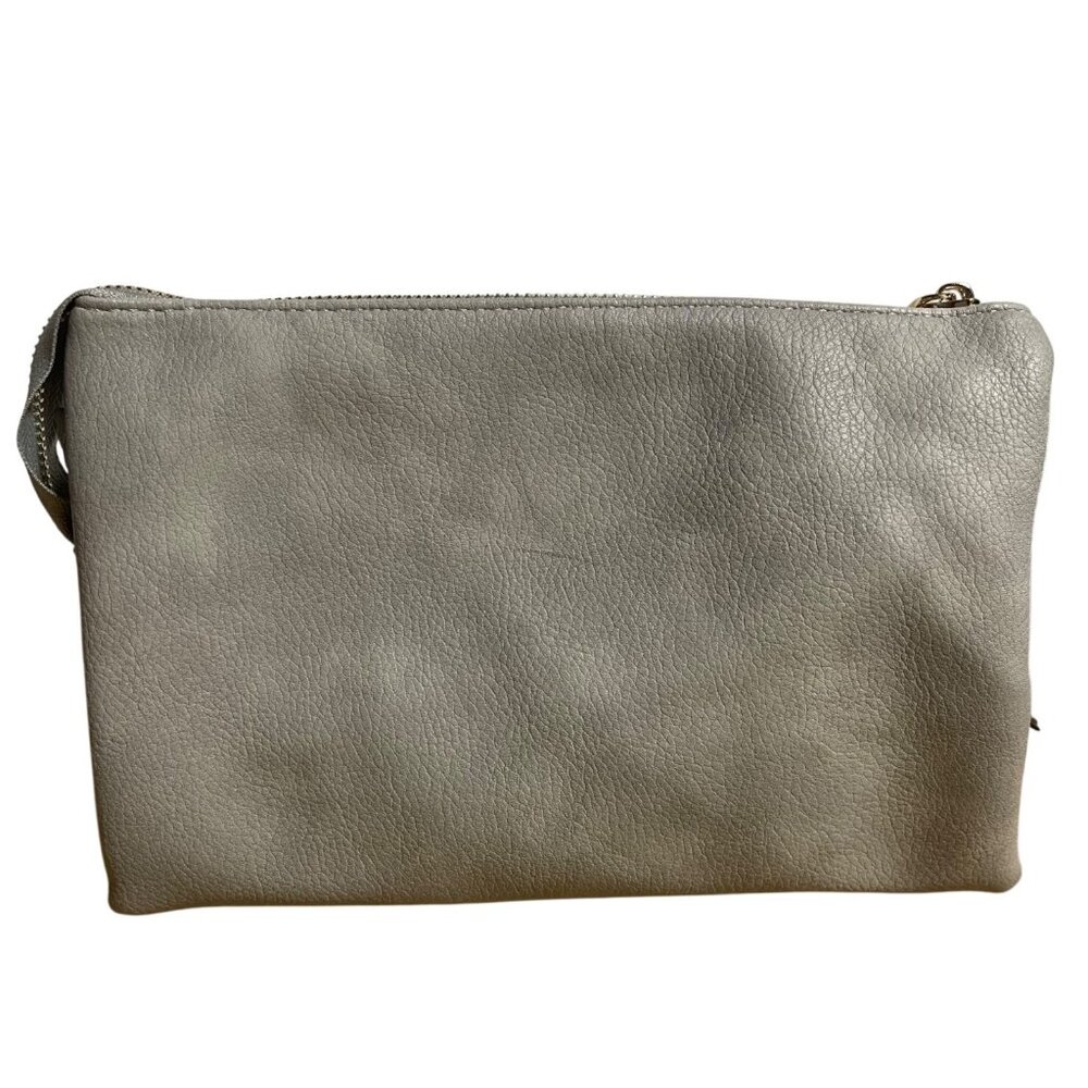 Jen & Co Izzy Convertible Vegan Faux Leather Cluth Crossbody Wristlet Bag Grey